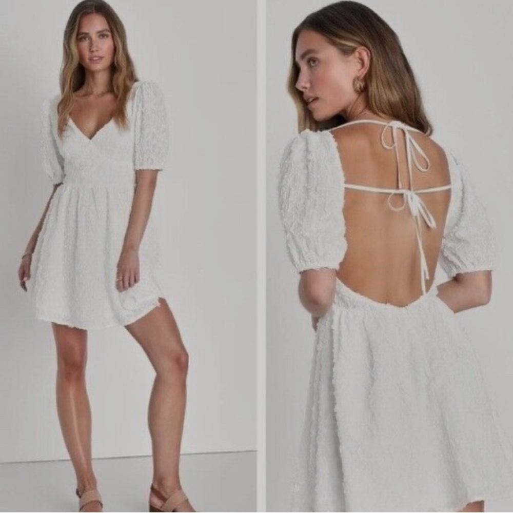 Lulu's Flirty Shirt White Dress